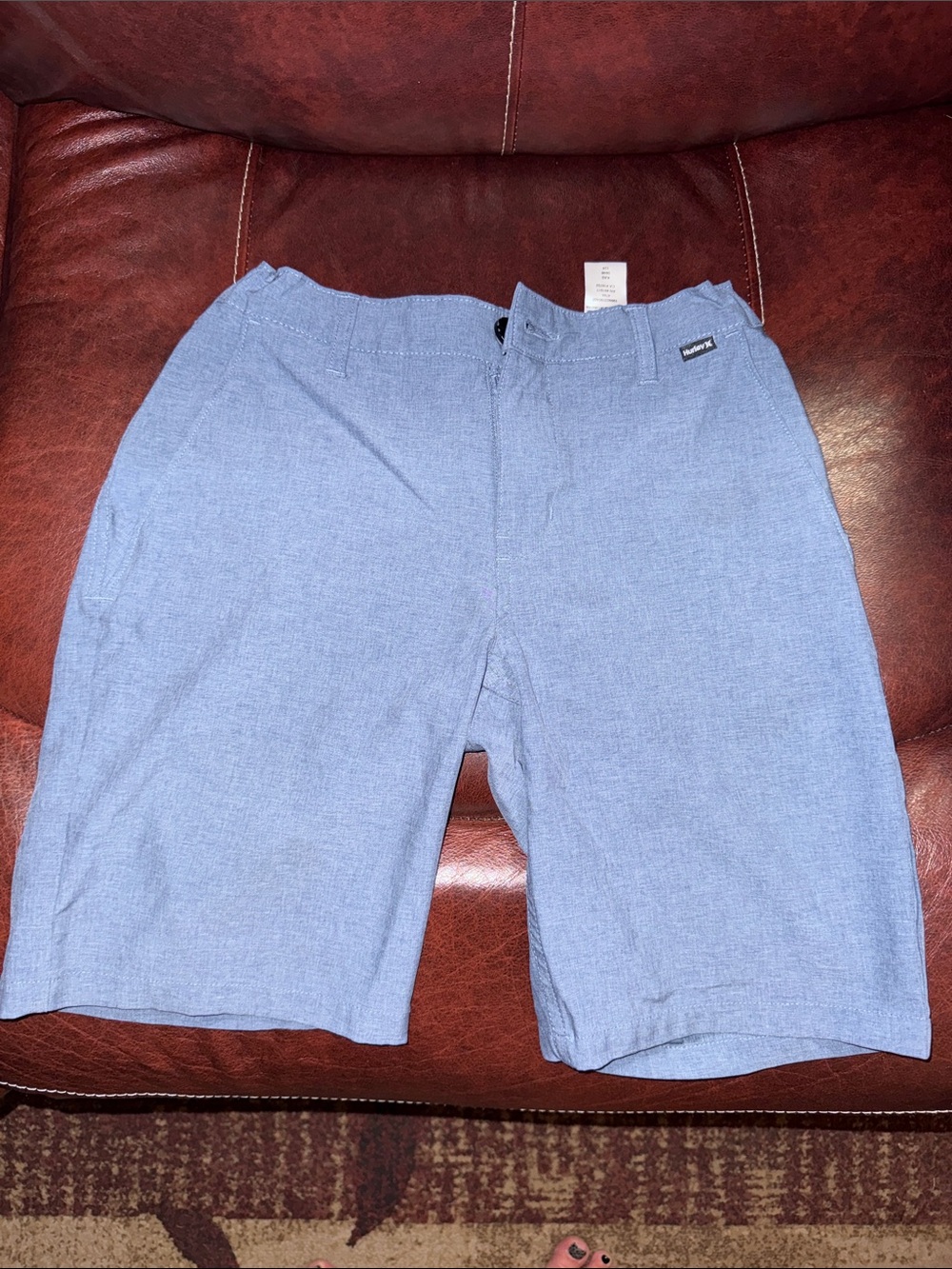 Kids Chambray Flat Front Shorts - Light Blue